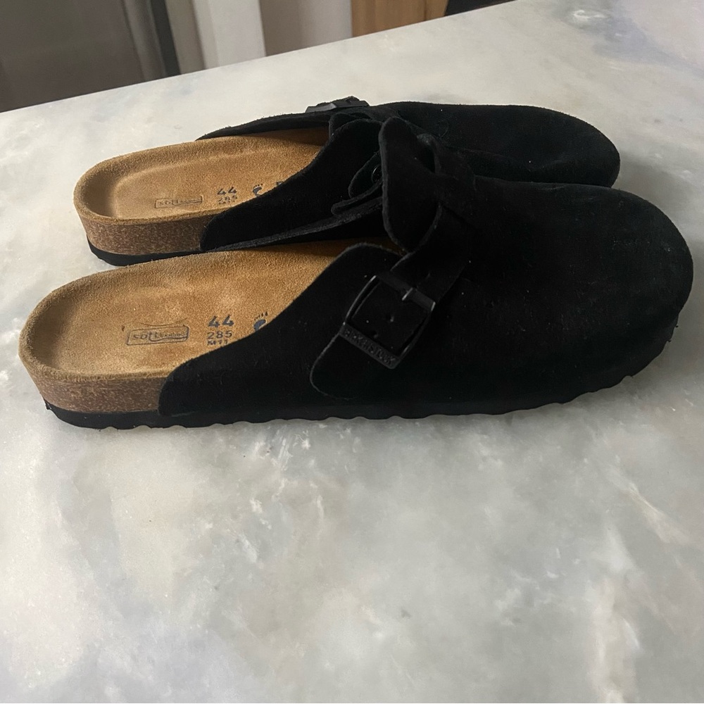 Birkenstock Boston Black Suede Clogs Soft Footbed New Comfort Shoes